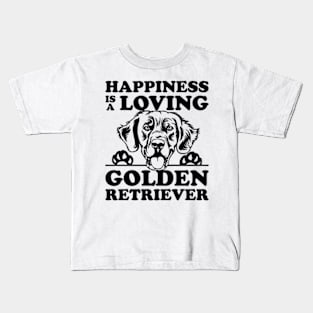 Happiness is a loving golden retriever Kids T-Shirt